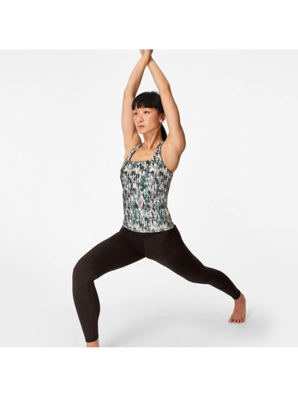 Sweaty Betty Power High Neck Tank Blue Xray Floral Print XS